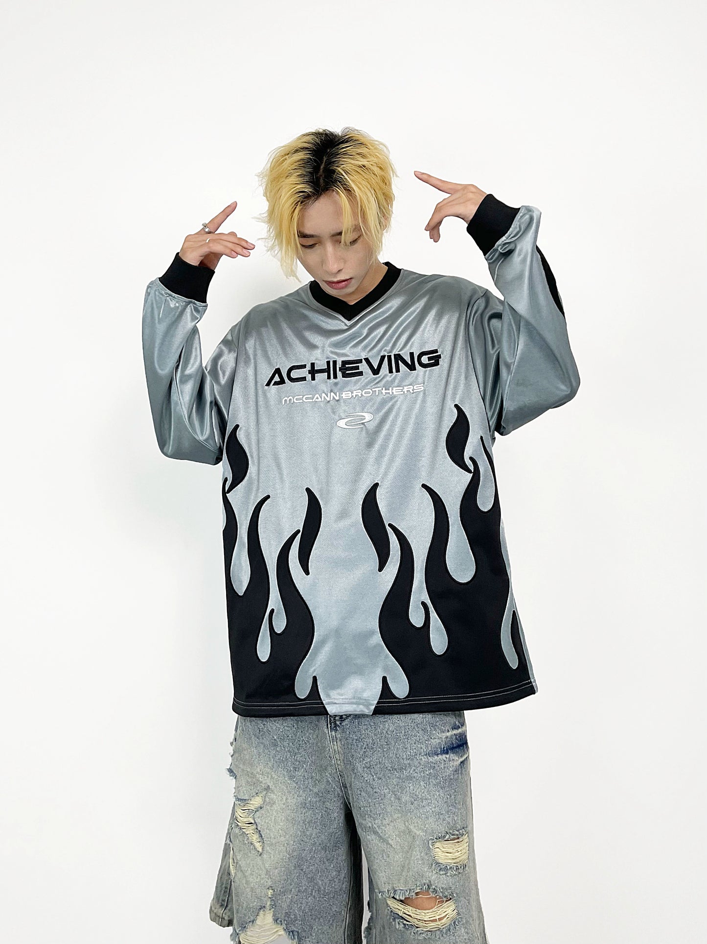 Flame Embroidery Jersey long-sleeve