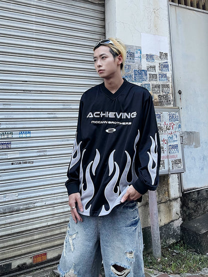 Flame Embroidery Jersey long-sleeve
