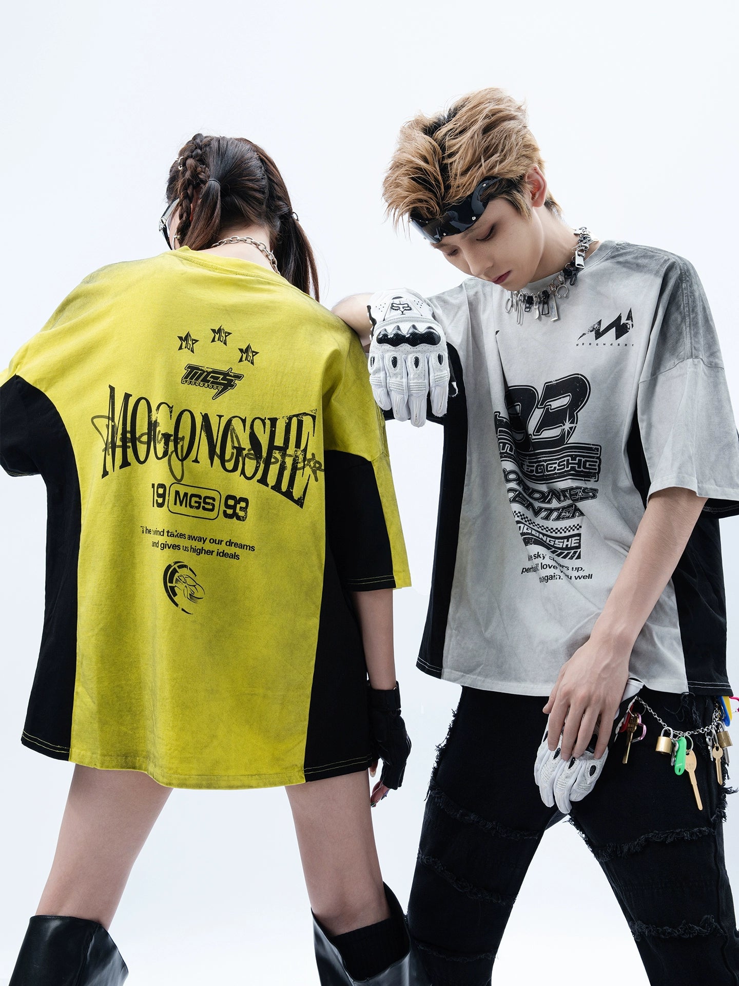 Spliced Dirty-Dye T-Shirt