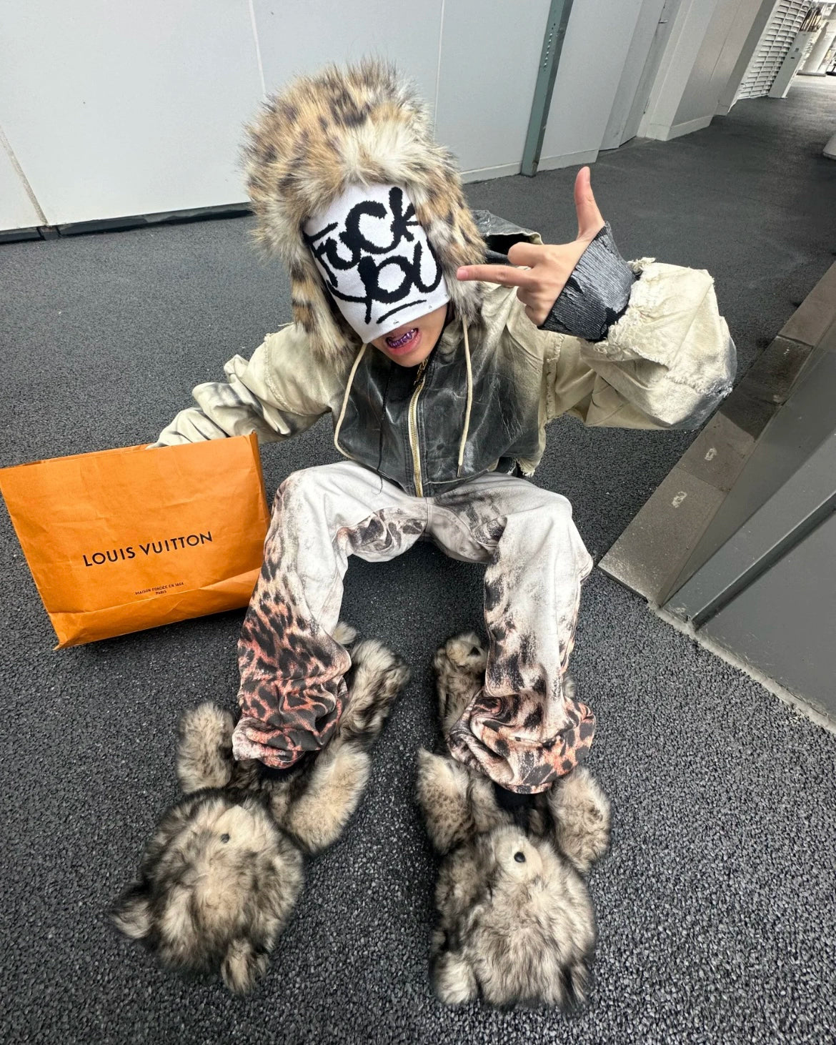 Leopard Gradient Denim Pants