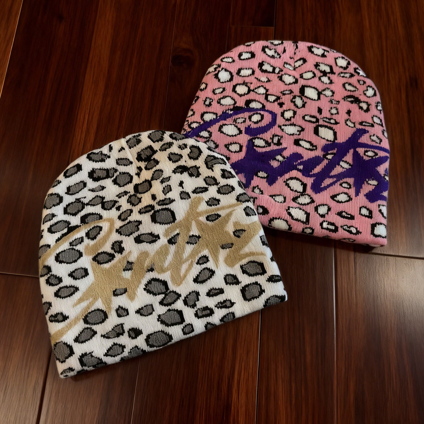Leopard print Alcatraz" Opium style cold knitted hat trend
