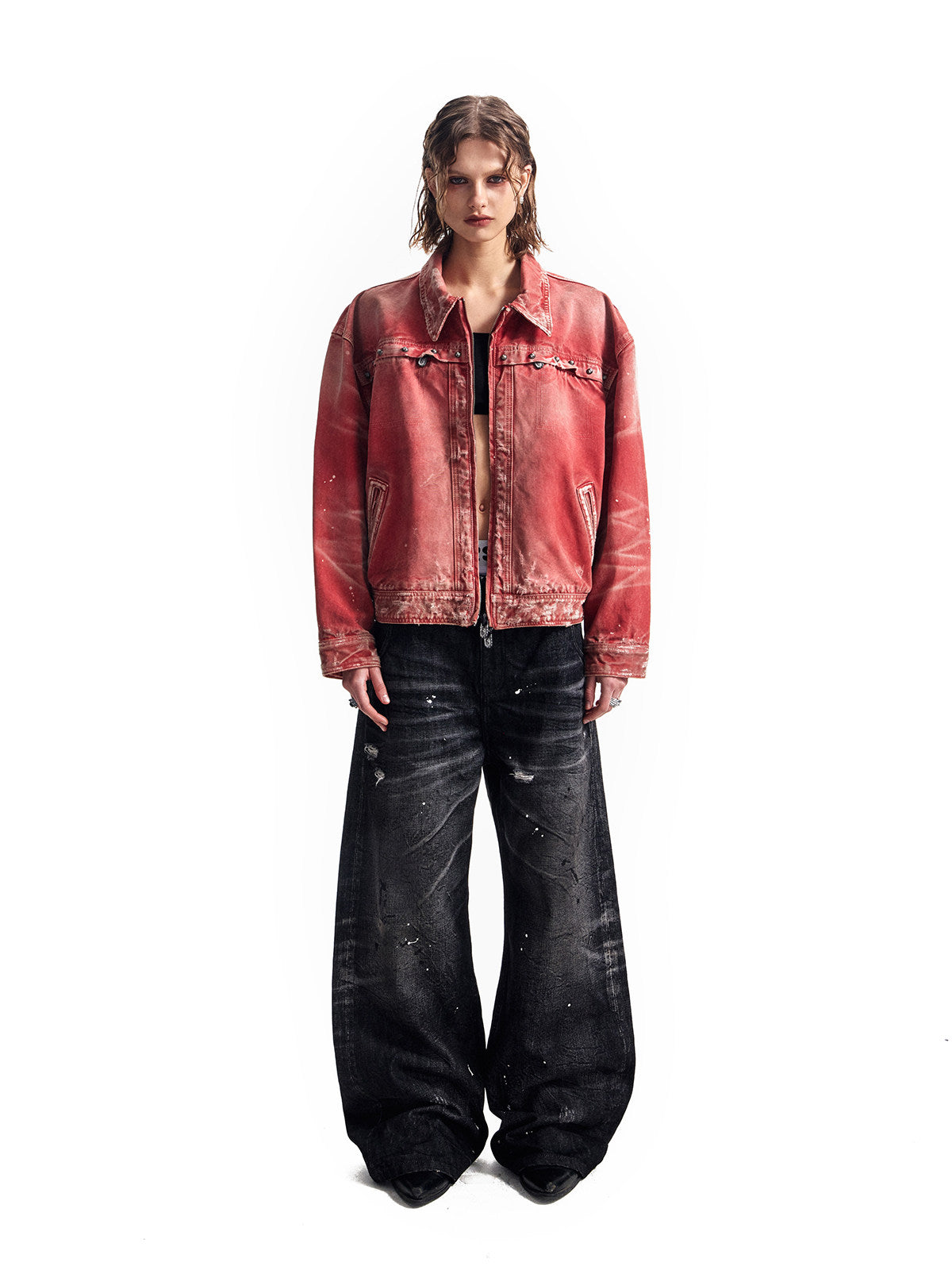 Washed Destroyed Three-dimensional Jacket