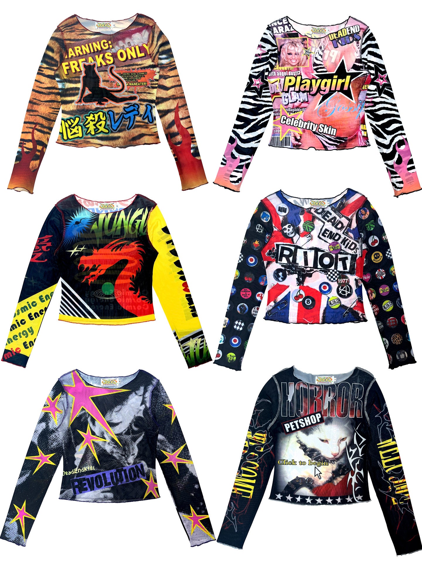 Y2K Print Long Sleeve Sweet Cool Girl Slimming