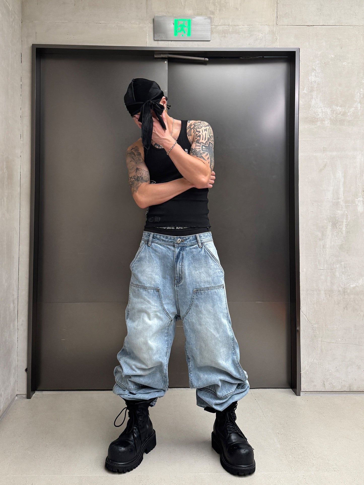 Runway Grey Deconstructed Knee Length Jeans