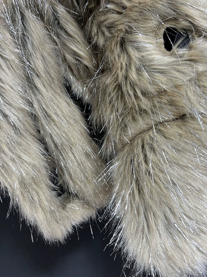 Brown Vintage Faux Fur Lapel Jacket Unisex