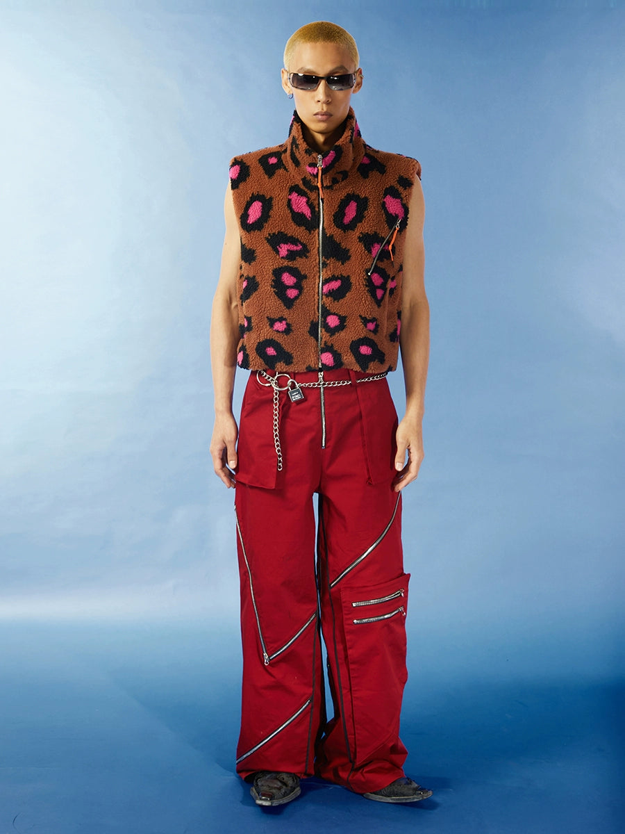 Punk Leopard Print Fur Vest