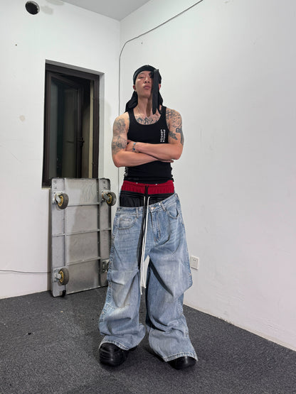 Washed Blue Denim Pants