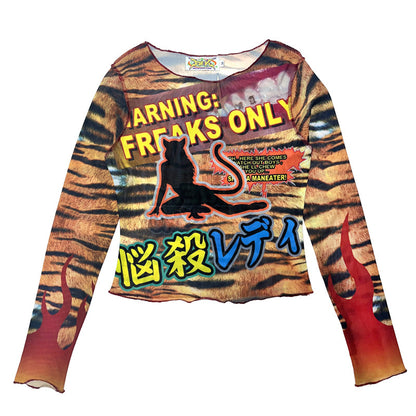 Y2K Print Long Sleeve Sweet Cool Girl Slimming