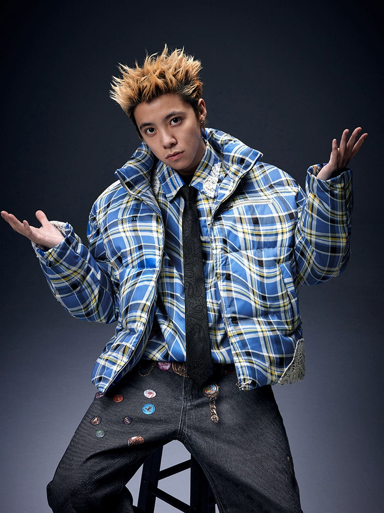 Plaid Stand Collar Dawn Jacket