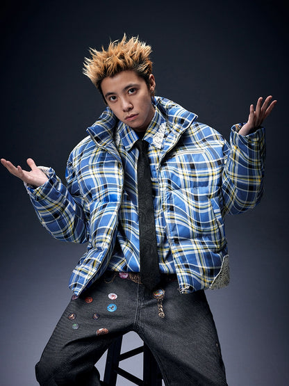 Plaid Stand Collar Dawn Jacket