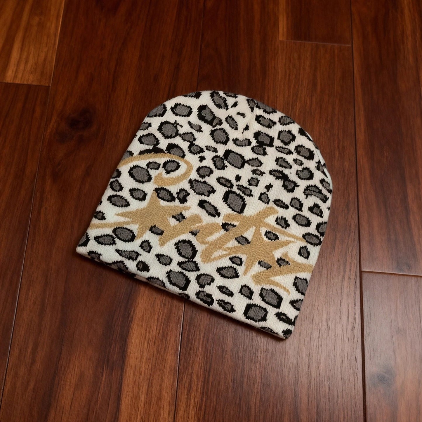 Leopard print Alcatraz" Opium style cold knitted hat trend