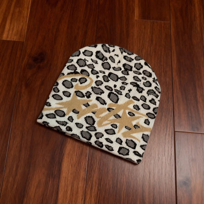 Leopard print Alcatraz" Opium style cold knitted hat trend